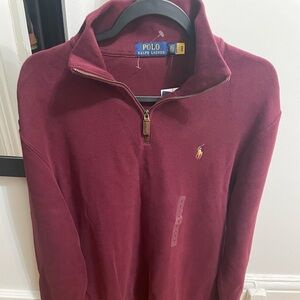 Polo Ralph Lauren Burgundy Red Quarter Zip Sweater Small